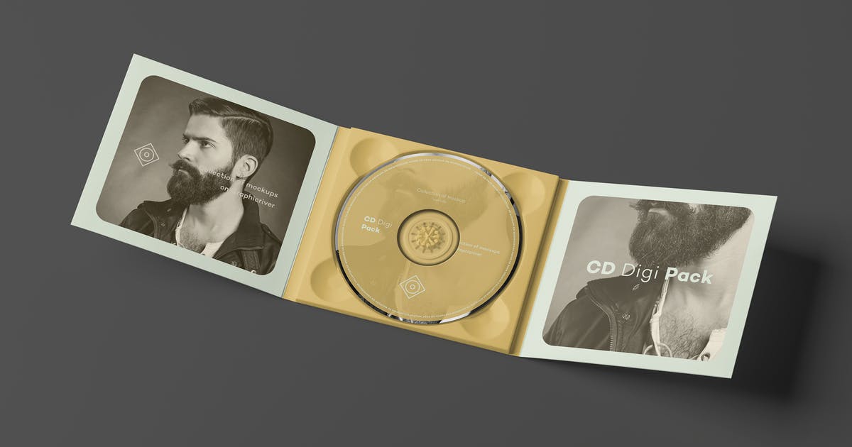 复古音乐CD光盘样机展示模板 CD Digi Pack Mock-up 3插图