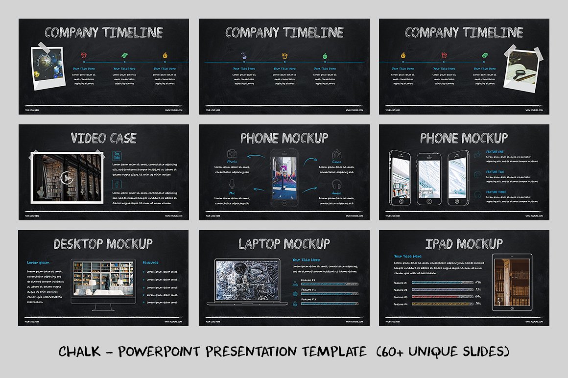 60+独特的粉笔效果PowerPoint演示模板下载Chalk – Powerpoint Template[ppt,pptx]插图(5)