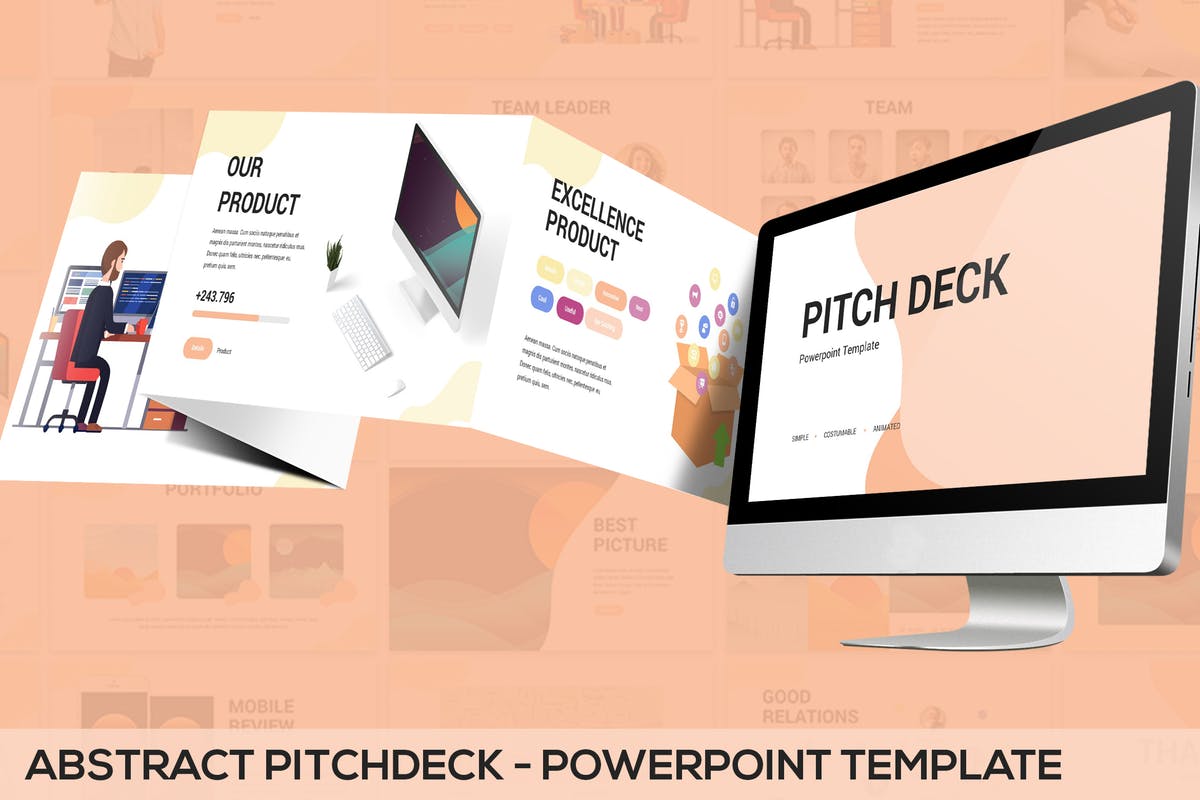 商务演示或个人适用的抽象风格PPT模板素材 Abstract Pitchdeck – Powerpoint Template插图