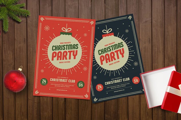 圣诞节聚会派对传单模板 Christmas Party Flyer插图(2)