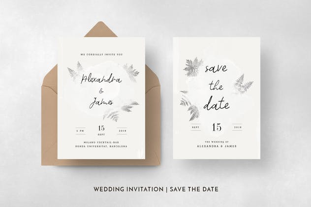 水彩小树枝婚礼邀请函设计模板 Watercolor Sprigs Wedding Invitation Suite插图(9)