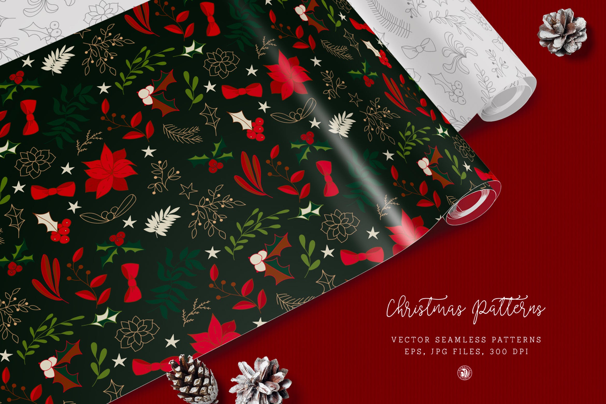 圣诞节节日元素图案花纹矢量背景素材 Christmas Patterns vol.2插图