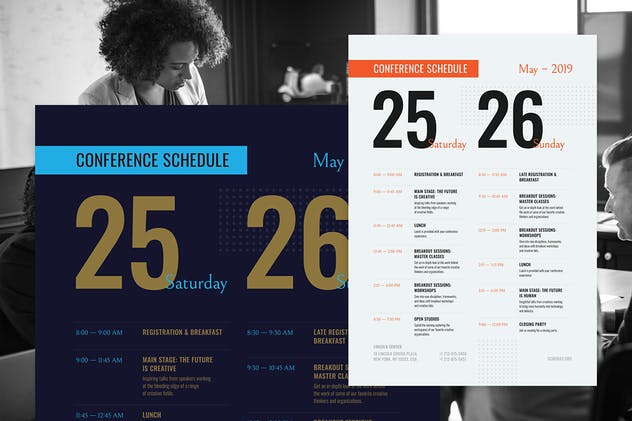 会议日程海报设计模板素材 Conference Schedule Poster Template插图(1)