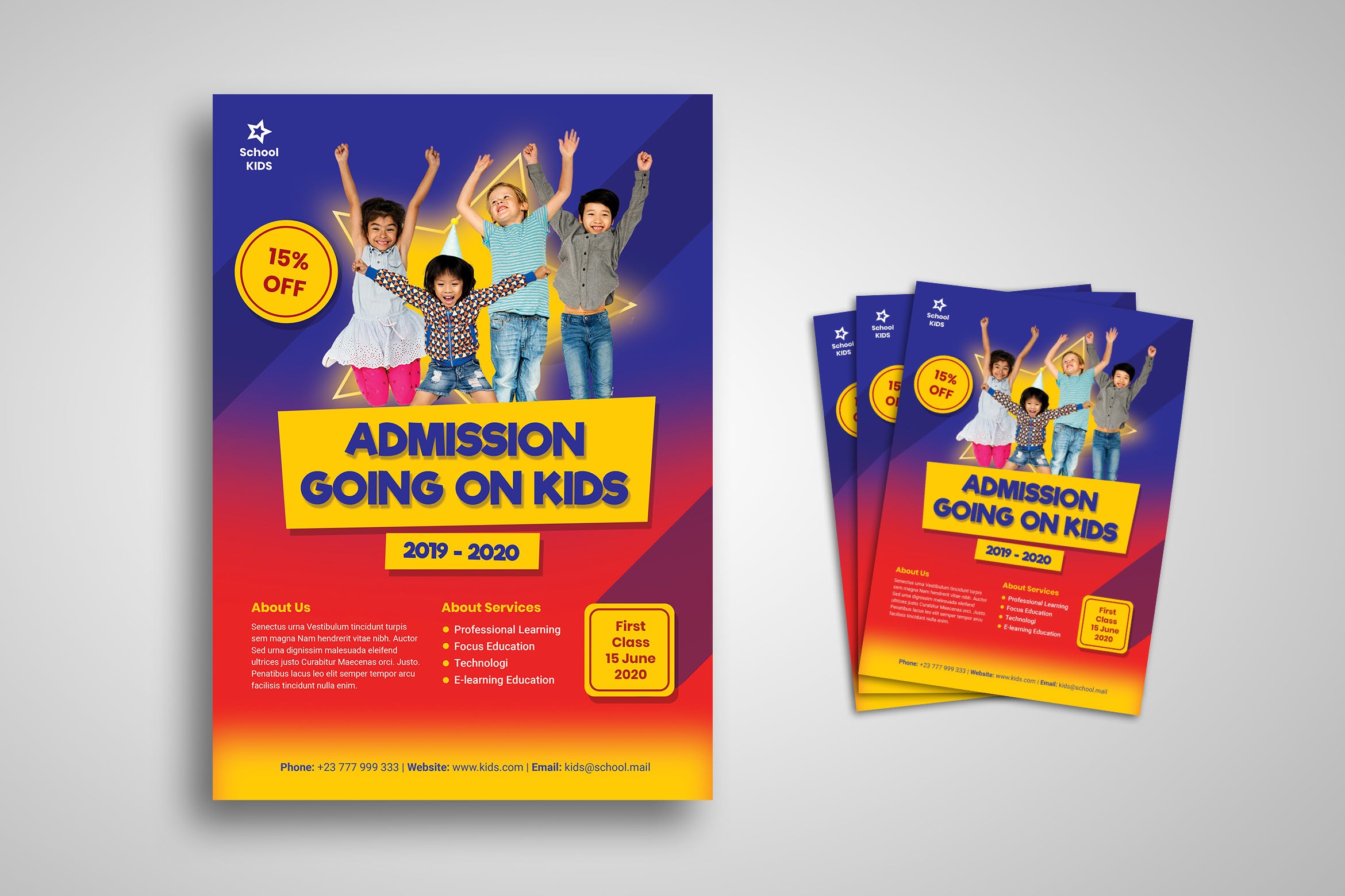儿童乐园/儿童培训机构宣传海报设计模板 Kids Flyer插图