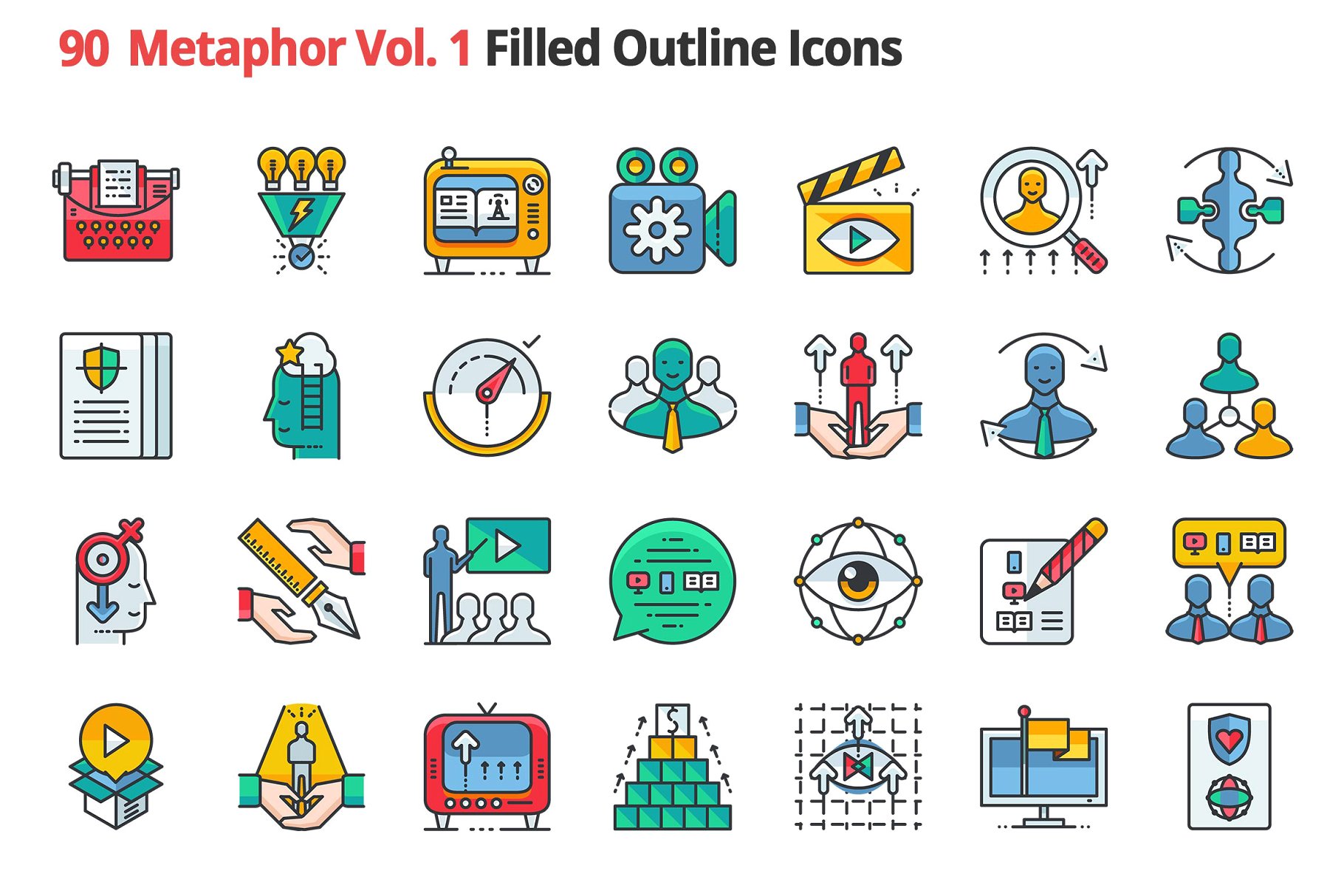 90个哲学主题隐喻填充小图标素材 90 Metaphors Vol. 1 Filled Icons插图(1)