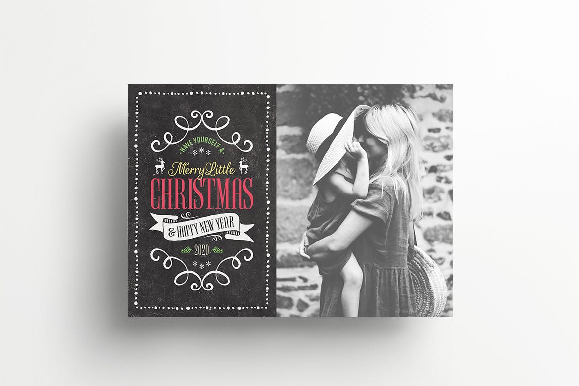 对折页圣诞节照片贺卡设计模板 Christmas Photo Card插图(1)