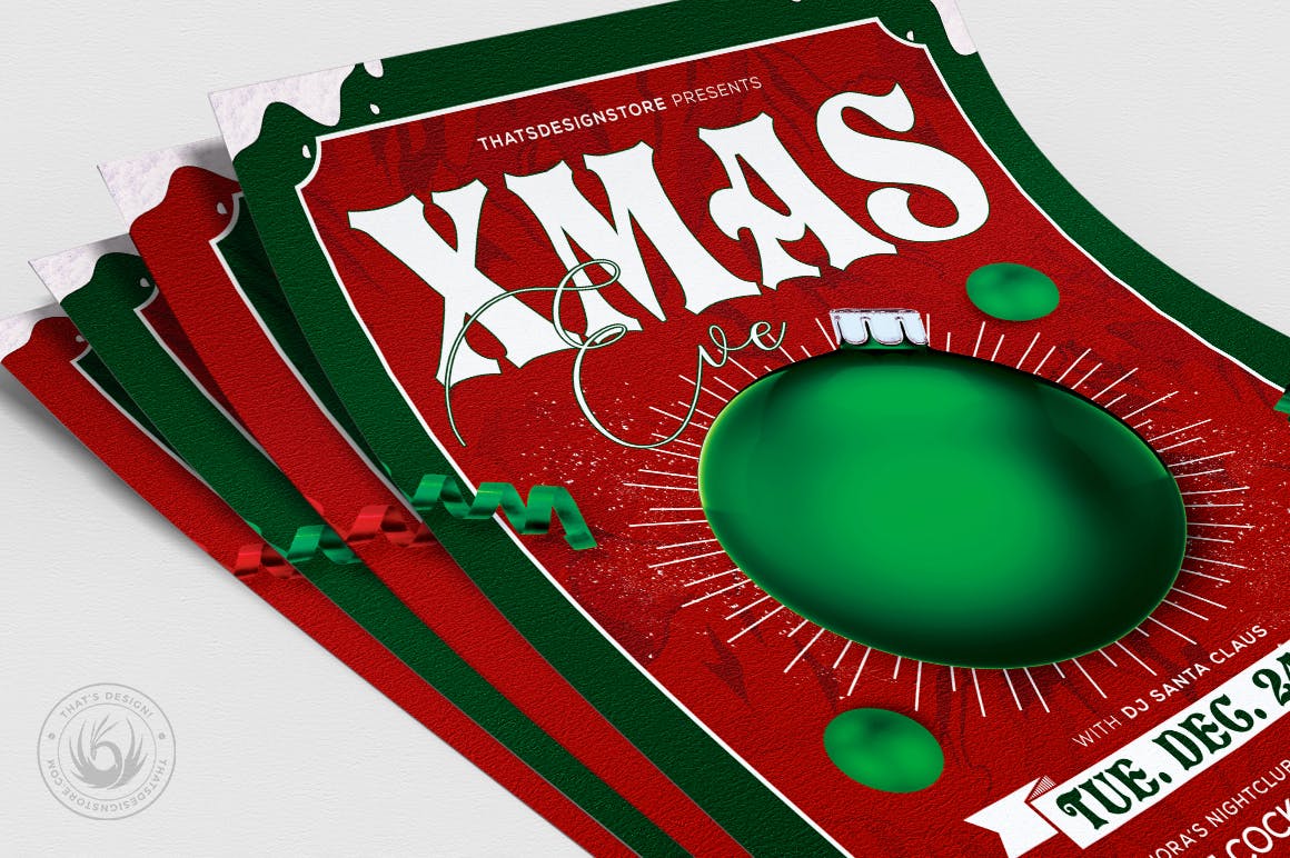 平安夜音乐鸡尾酒狂欢活动传单海报设计模板v9 Christmas Eve Flyer Template V9插图(4)