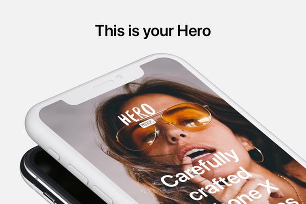 高质量黑色iPhone X设备样机模板 HERO Phone X Mockups插图(8)