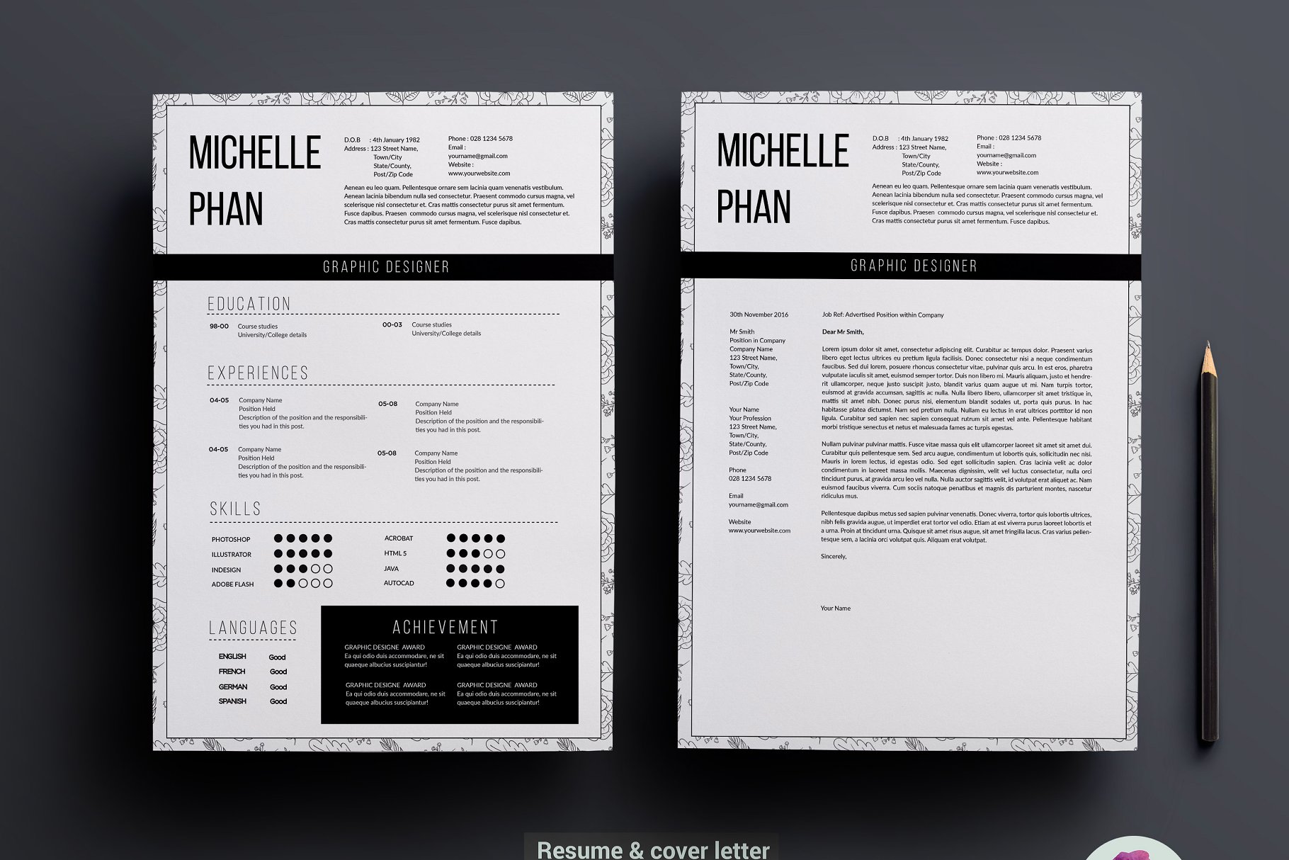 现代电子简历模板 Modern 1 page resume插图(1)