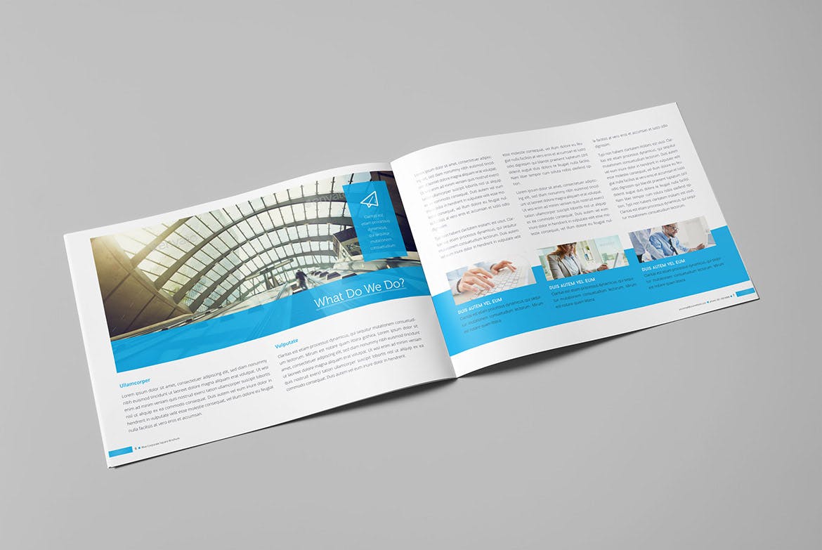 蓝色经典高科技公司画册设计模板 Blue Corporate Horizontal Brochure插图(3)
