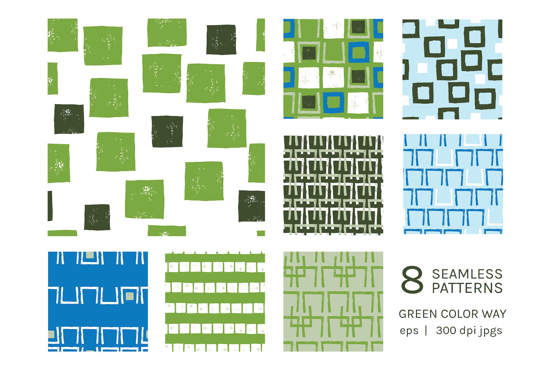 复古手绘方格图案无缝纹理 Retro Squares | Seamless Patterns插图(5)