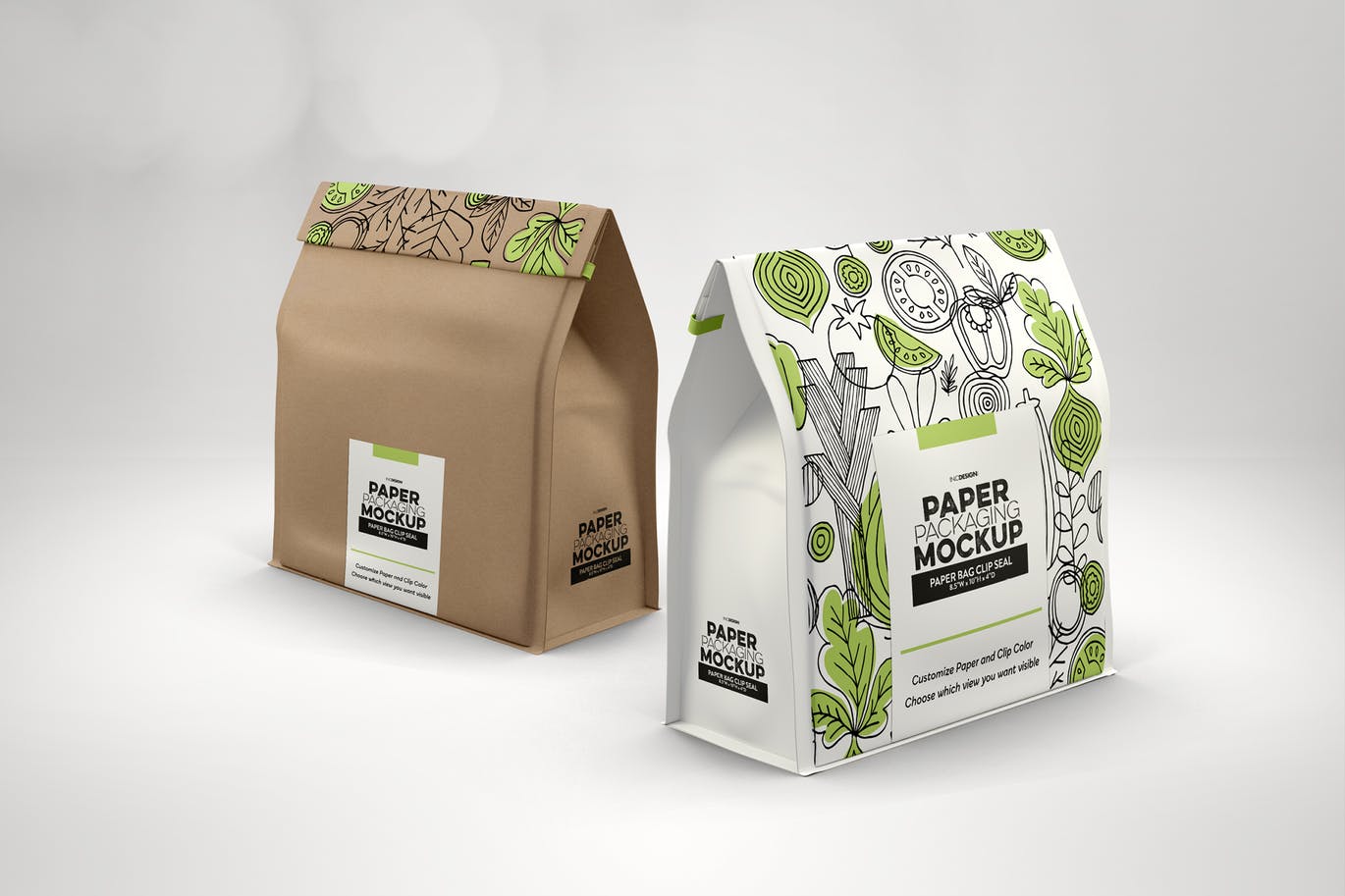 面包外带食品包装纸袋外观设计样机 Paper Bags with Clip Seal Packaging Mockup插图(3)