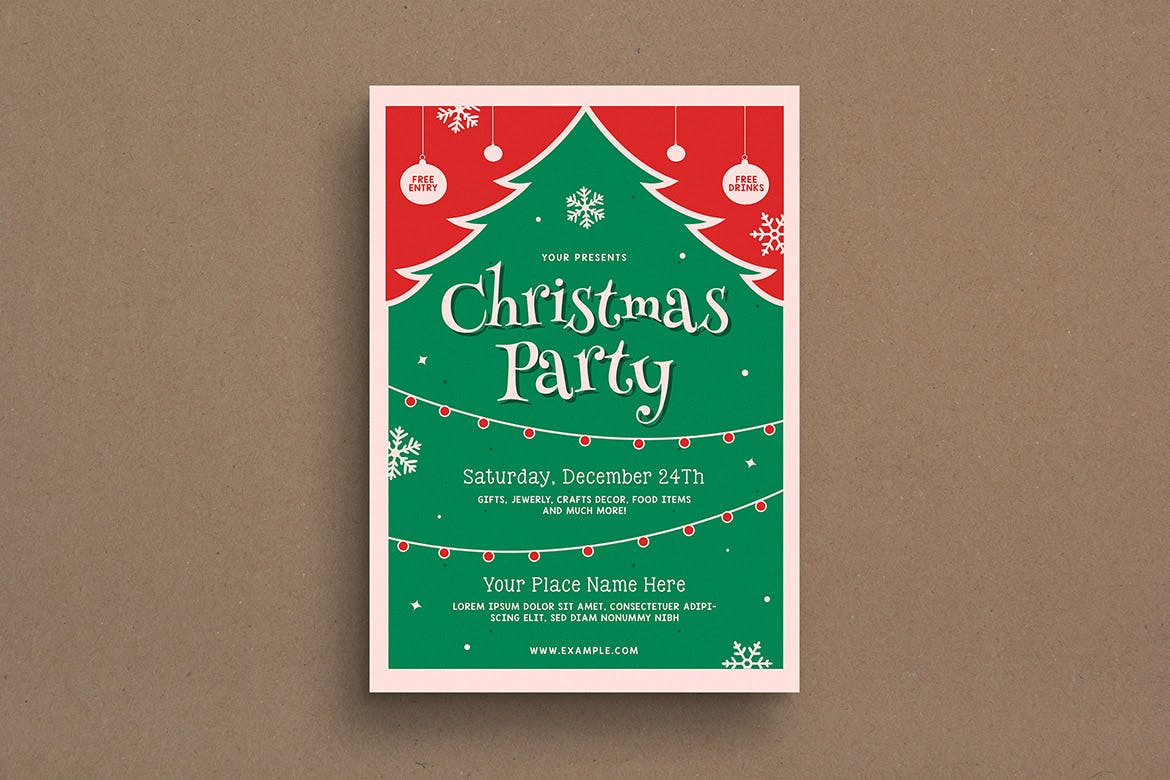 复古设计风格圣诞节活动海报传单模板v2 Retro Christmas Event Flyer插图(1)