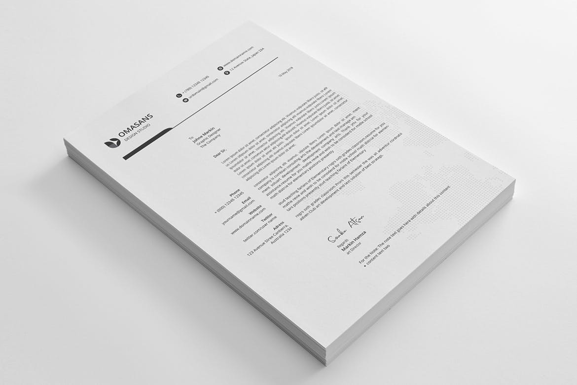 现代设计风格公开信/推荐信企业信纸设计模板03 Letterhead Template 03插图(1)