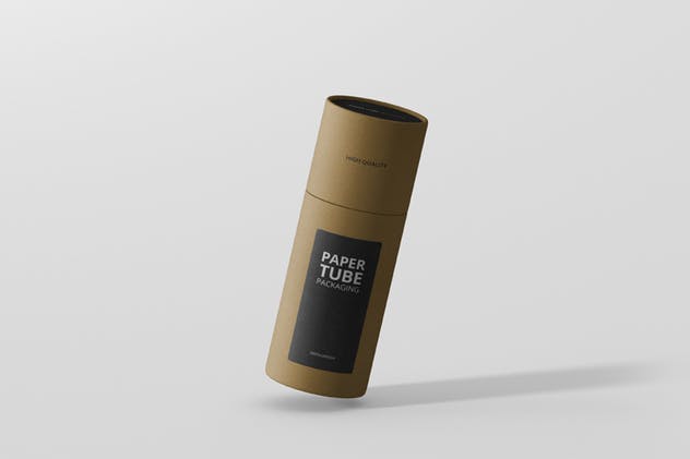 茶叶/咖啡高纸筒包装设计样机模板 Paper Tube Packaging Mockup – Slim Short插图(2)