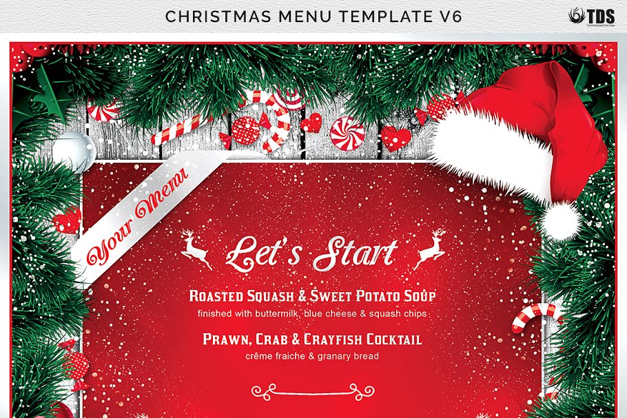 圣诞节主题菜单PSD模板V.6 Christmas Menu PSD V6插图(7)