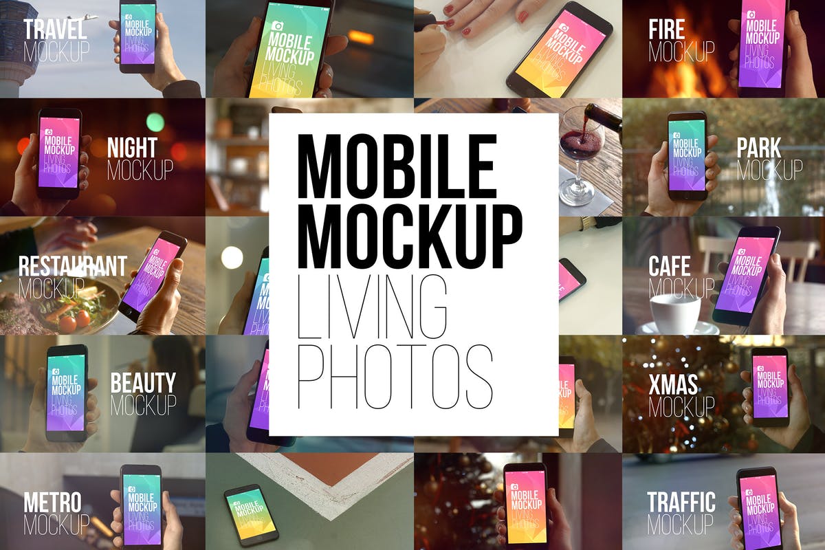 实景iPhone展示样机模板合集 Mobile Mockup Living Photos插图