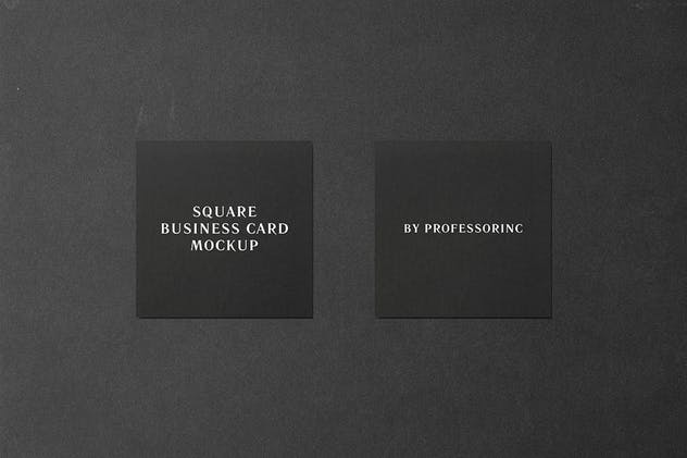 黑色方形商业名片样机模板 Square Business Card Mockup – Black Edition插图(3)