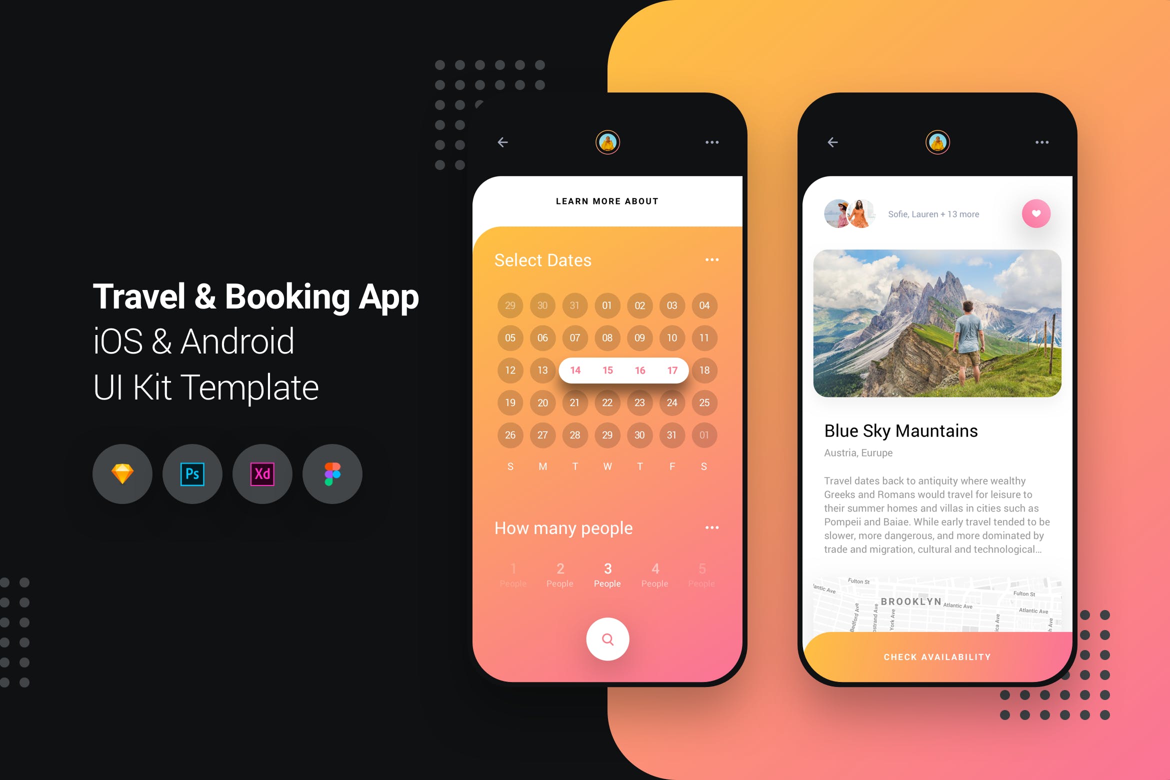 iOS&Android手机旅游&酒店预订APP应用UI套件模板 Travel & Booking App iOS & Android UI Kit Template插图