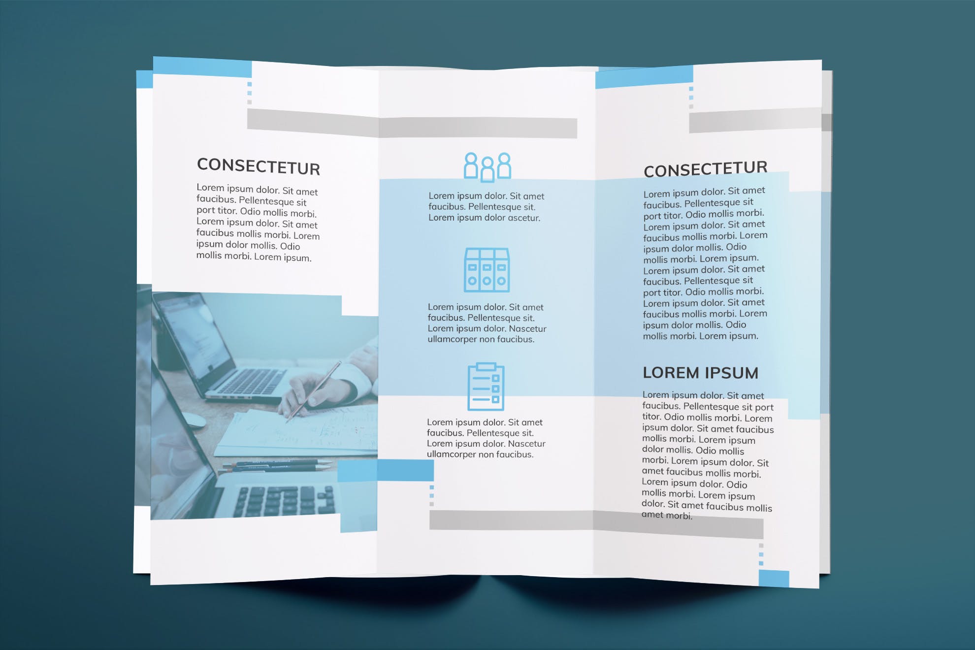 人力资源市场三折页宣传单设计模板 Staffing Agency Brochure Trifold插图(2)
