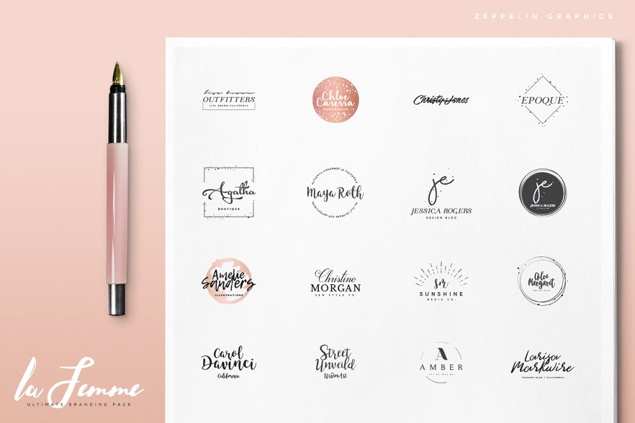 250个女性风格品牌Logo模板 250 Feminine Logos Pack插图(17)