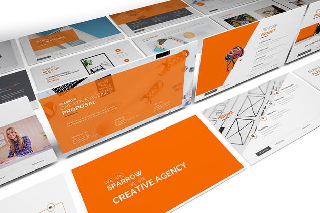 创意设计机构/企业宣传PPT幻灯片素材 Sparrow – Creative Agency Powerpoint Presentation插图(9)