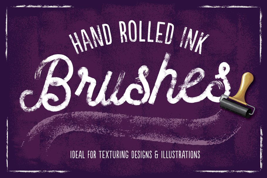 墨辊印刷效果AI笔刷 Hand Rolled Ink Brushes插图