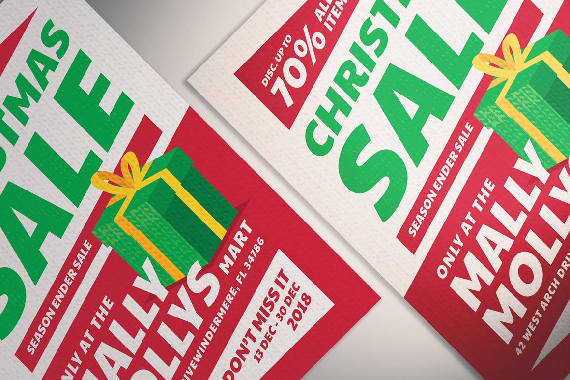圣诞节促销活动周广告海报传单模板 Christmas Sale Flyer插图(1)