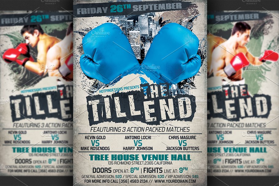 拳击竞技比赛活动海报模板 Boxing Flyer Template插图(1)