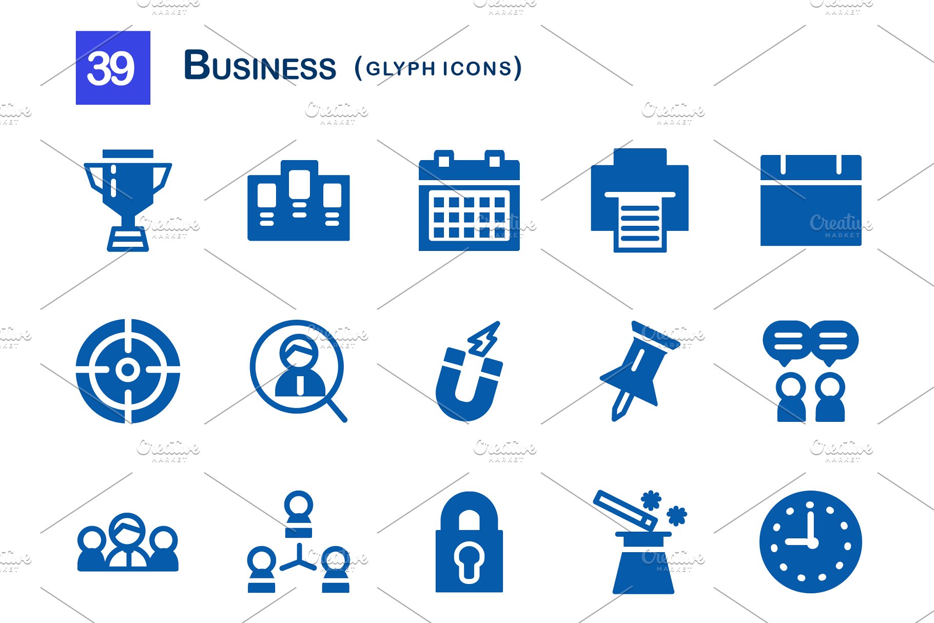 39个企业商务主题业务符号图标 39 Business Glyph Icons插图(1)