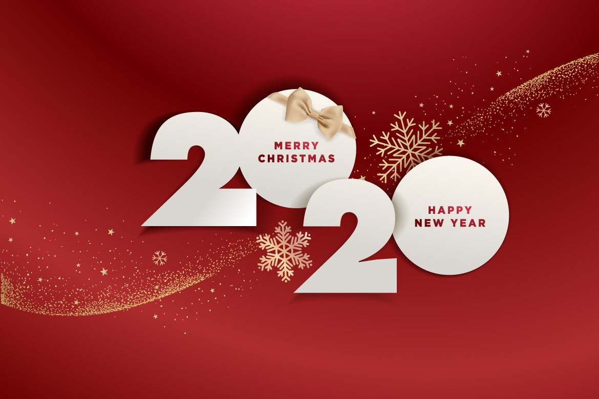圣诞节庆祝暨迎接2020年主题矢量插画设计素材v1 Merry Christmas and Happy New Year 2020插图(1)