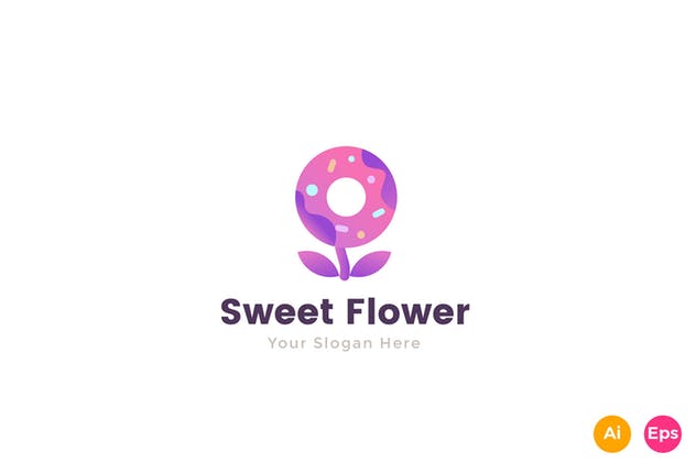 甜蜜花朵糖果店品牌Logo模板 Sweet Flower Candy Shop Logo Template插图(3)