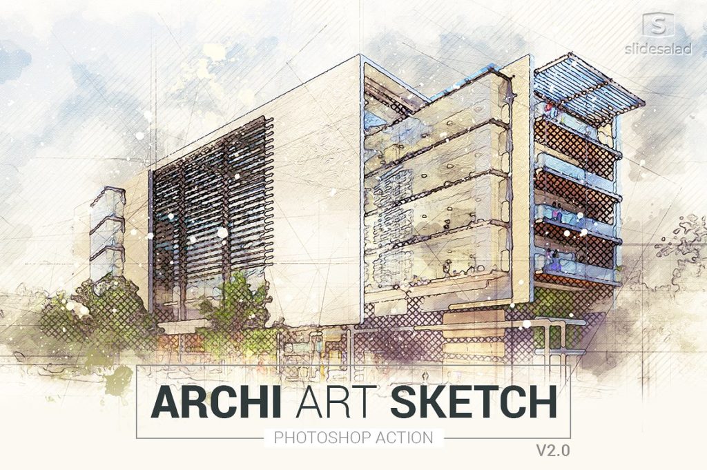 逼真建筑主题艺术素描PS动作 Archi_Art_Sketch_Photoshop_Action_V2插图