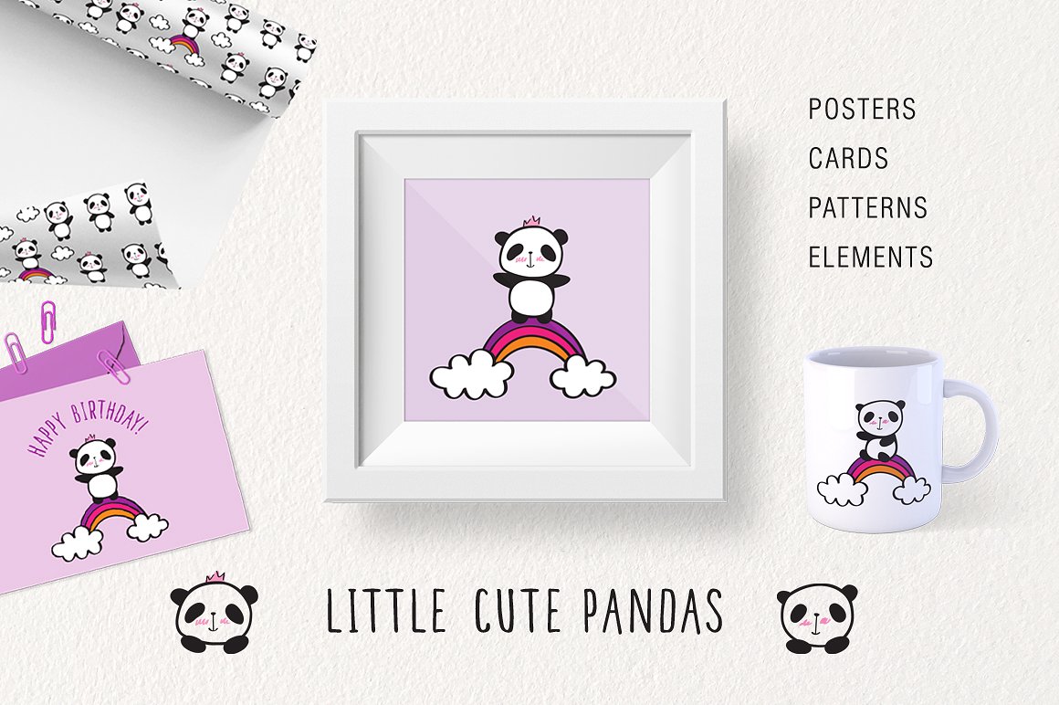 可爱的熊猫无缝背景纹理下载[png,eps]插图
