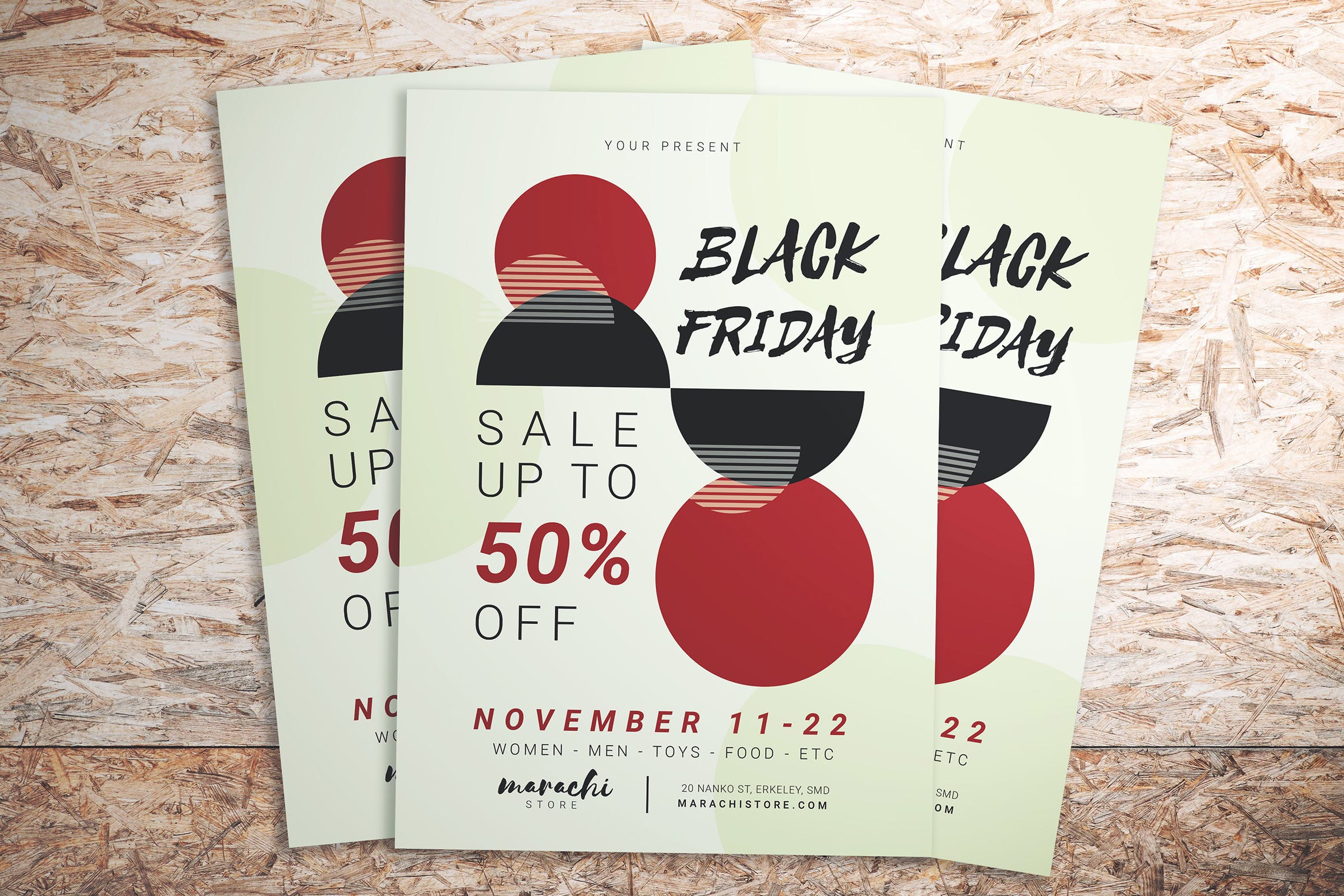 极简主义设计风格黒五购物狂欢节活动海报传单模板 Black Friday Minimalist Flyer插图