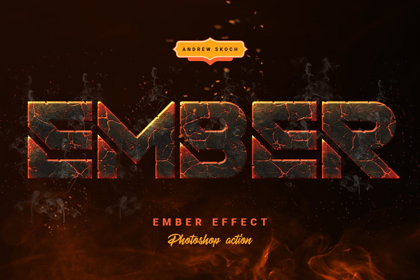 火山/熔岩/岩浆/火焰3D字体特效PS动作 Ember Effect – Photoshop Action插图