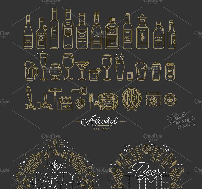 酒与酒精相关图标集 Alcohol icons插图(2)
