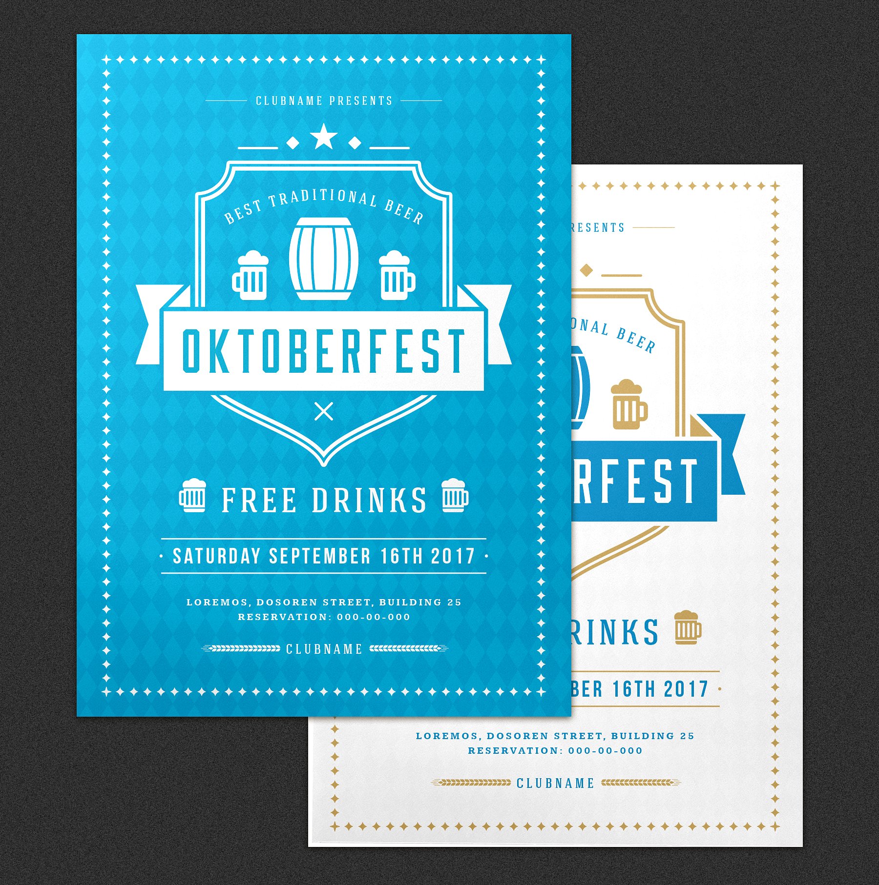经典设计风格啤酒节海报模板素材 Oktoberfest Flyer Template插图(2)