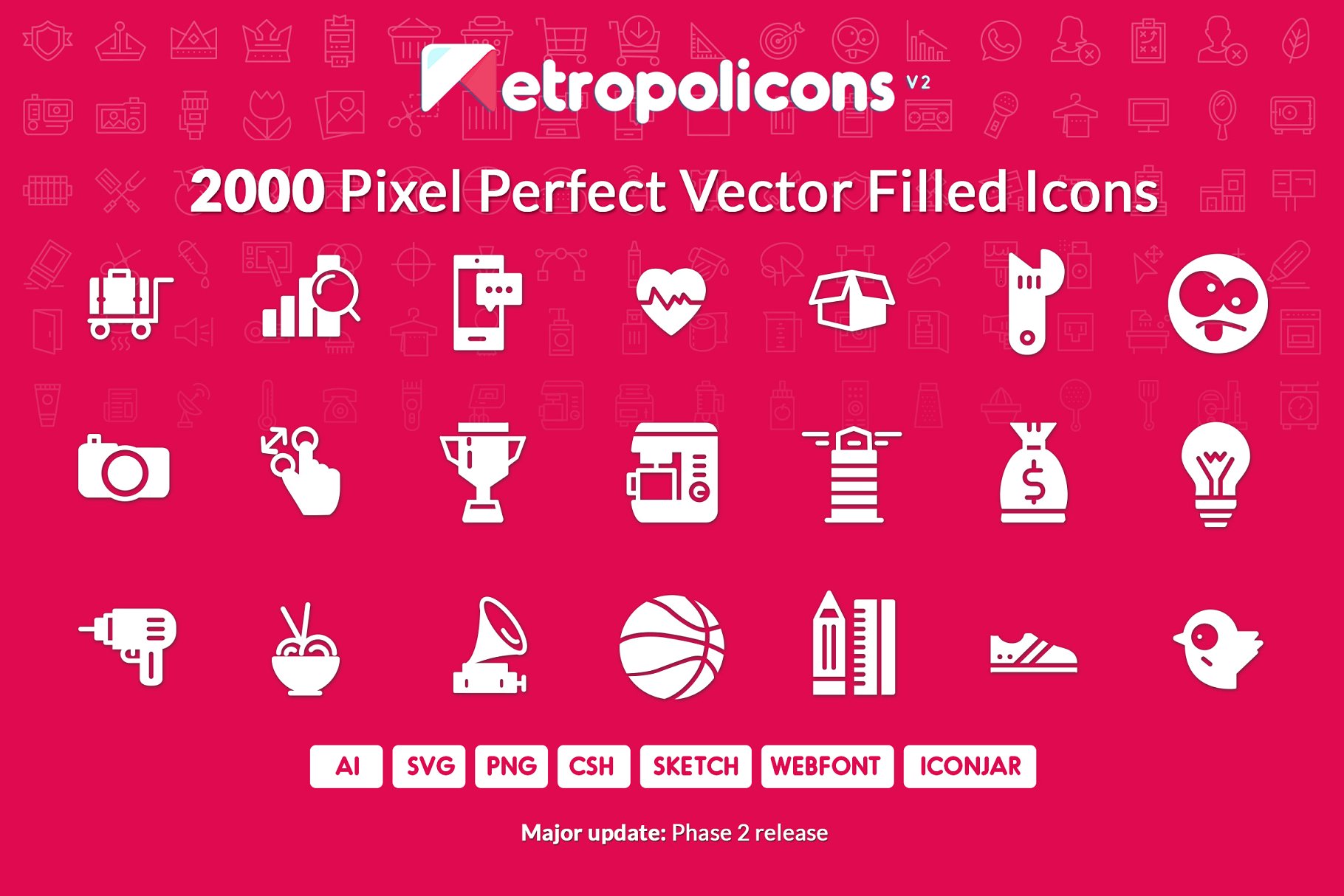 2000枚完美像素填充图标 2000 Filled Icons Set Metropolicons插图