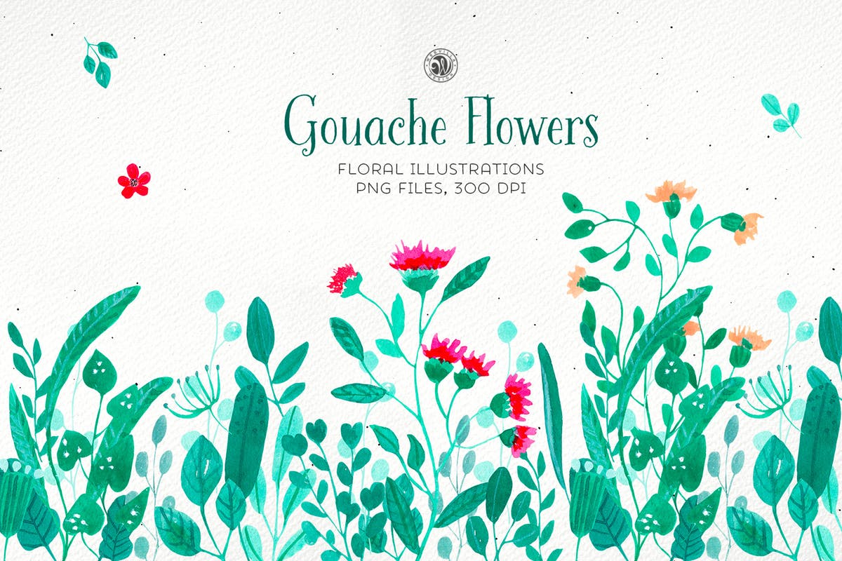 鲜艳水粉花卉插图合集 Gouache Flowers插图