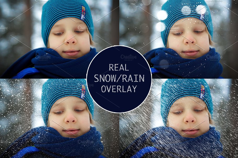 逼真飘雪雪景叠层背景 Real Snow-Rain overlays collection插图
