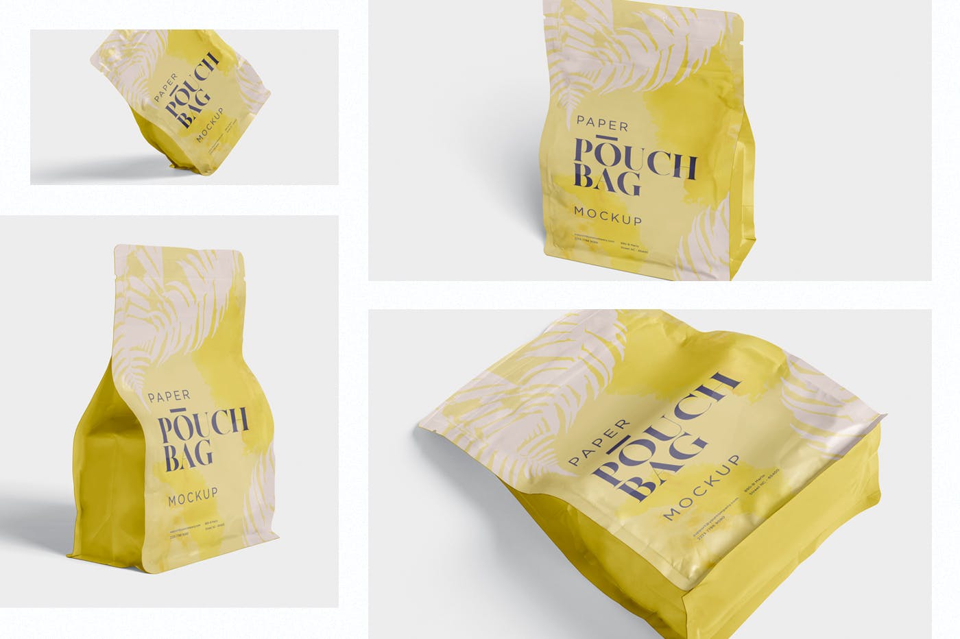 零食包装纸袋/塑料袋设计效果图样机 Paper Pouch Bag Mockup插图(1)