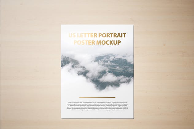 美国信纸规格海报传单/信头样机 US Letter Portait Flyer / Letterhead Mockup插图(1)