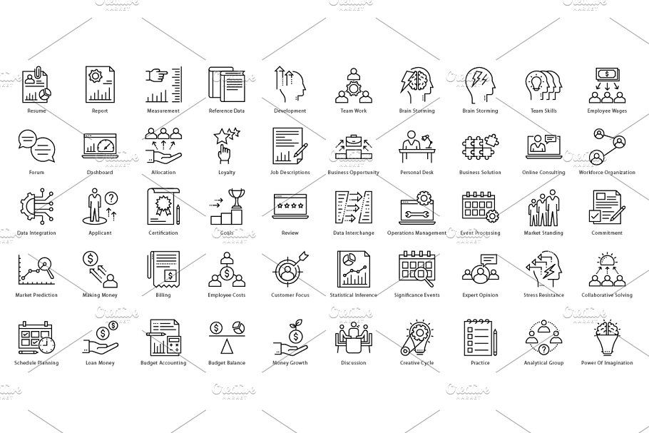 1270枚企业商务主题线条图标 1270 Business Line Icons插图(7)