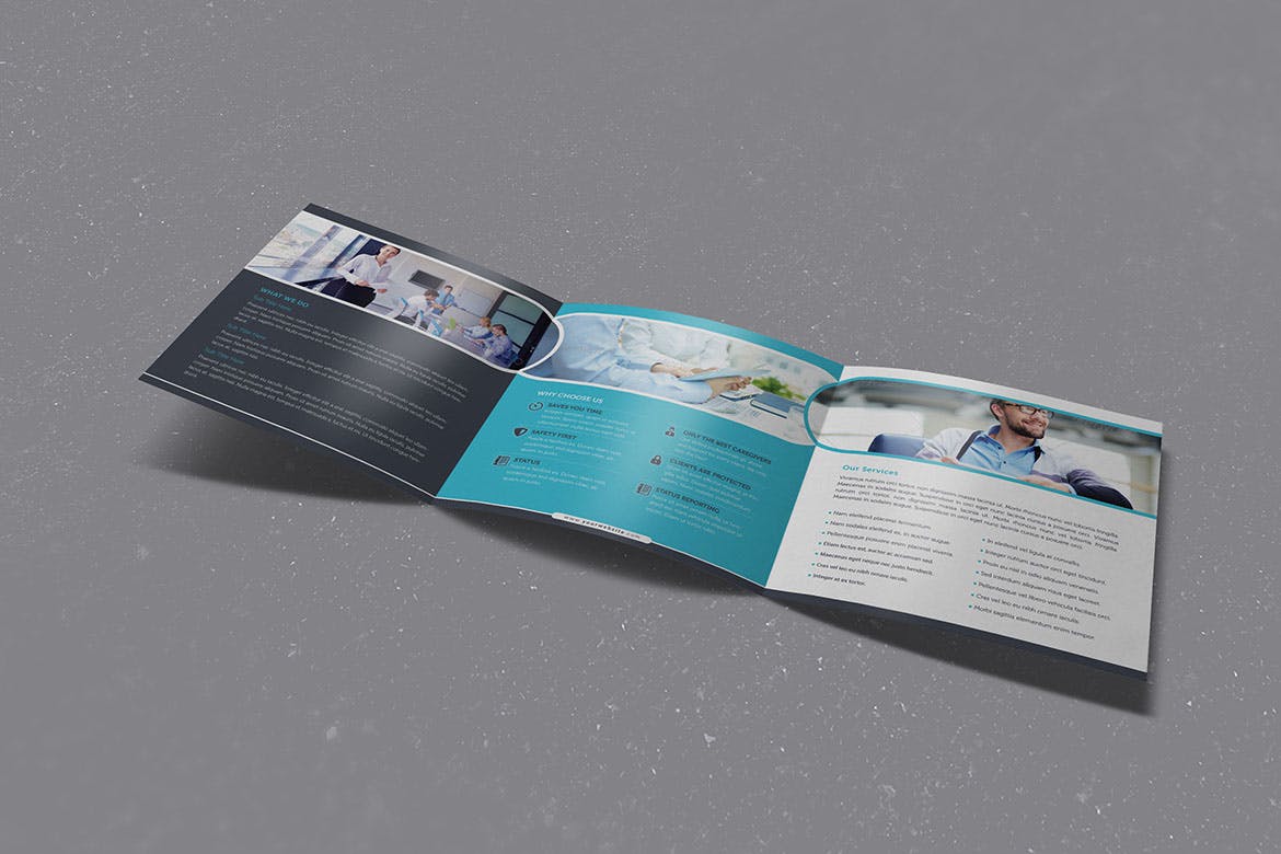 企业简介三折页宣传单设计模板v2 Corporate Square Trifold Brochure Vol 2插图(1)