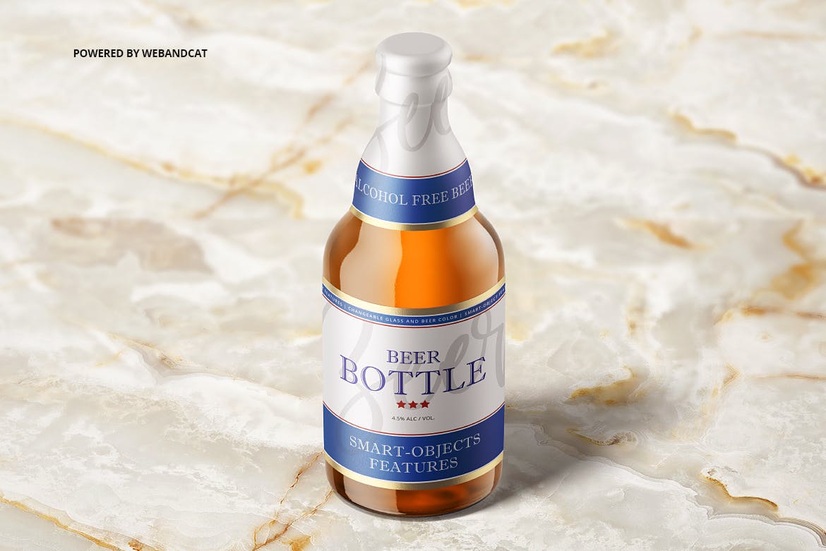 啤酒瓶外观设计效果图样机PSD模板 Steinie Beer Bottle Mock-up插图(3)