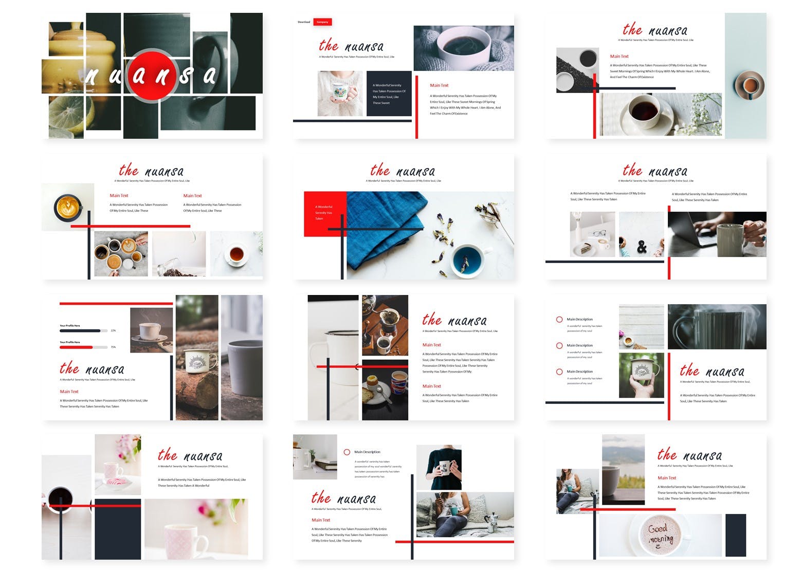 咖啡/咖啡厅品牌推广PPT设计模板 Nuansa – Powerpoint Template插图(1)