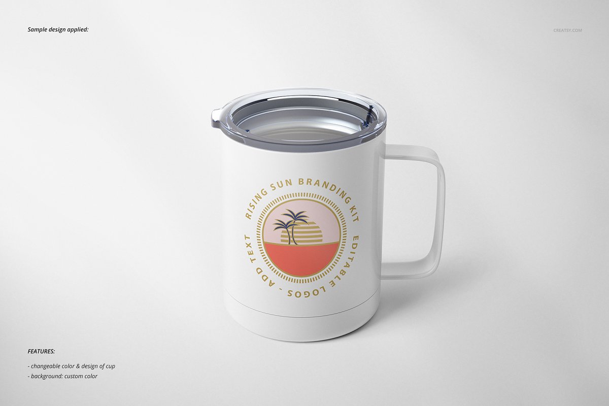 10oz不锈钢咖啡杯样机套装Stainless Coffee Cup Mockup插图(6)