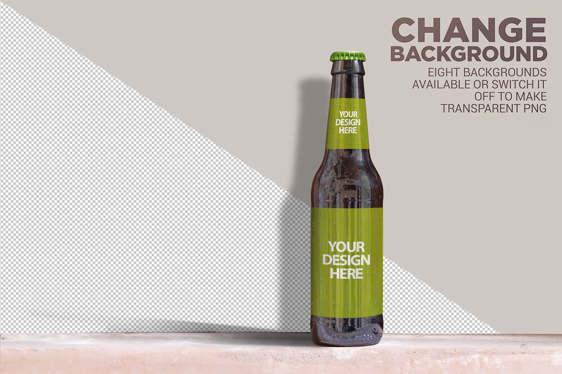 砖墙背景啤酒瓶外观设计样机模板 Brick Backgrounds Beer Mockup插图(5)