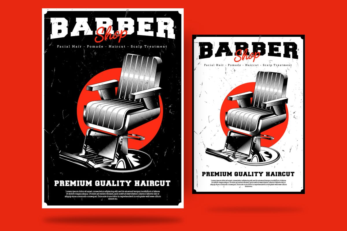 沙龙美发店品牌宣传海报设计模板 Barber shop Flyer插图
